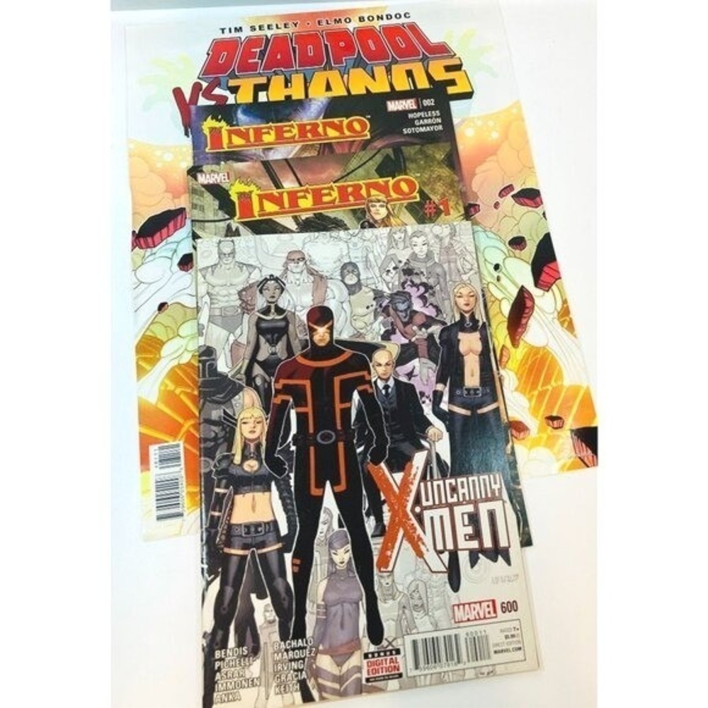 Uncanny X-Men‎ #600 Deadpool Vs Thanos Inferno #1 & #2 Marvel Comic Book Bundle